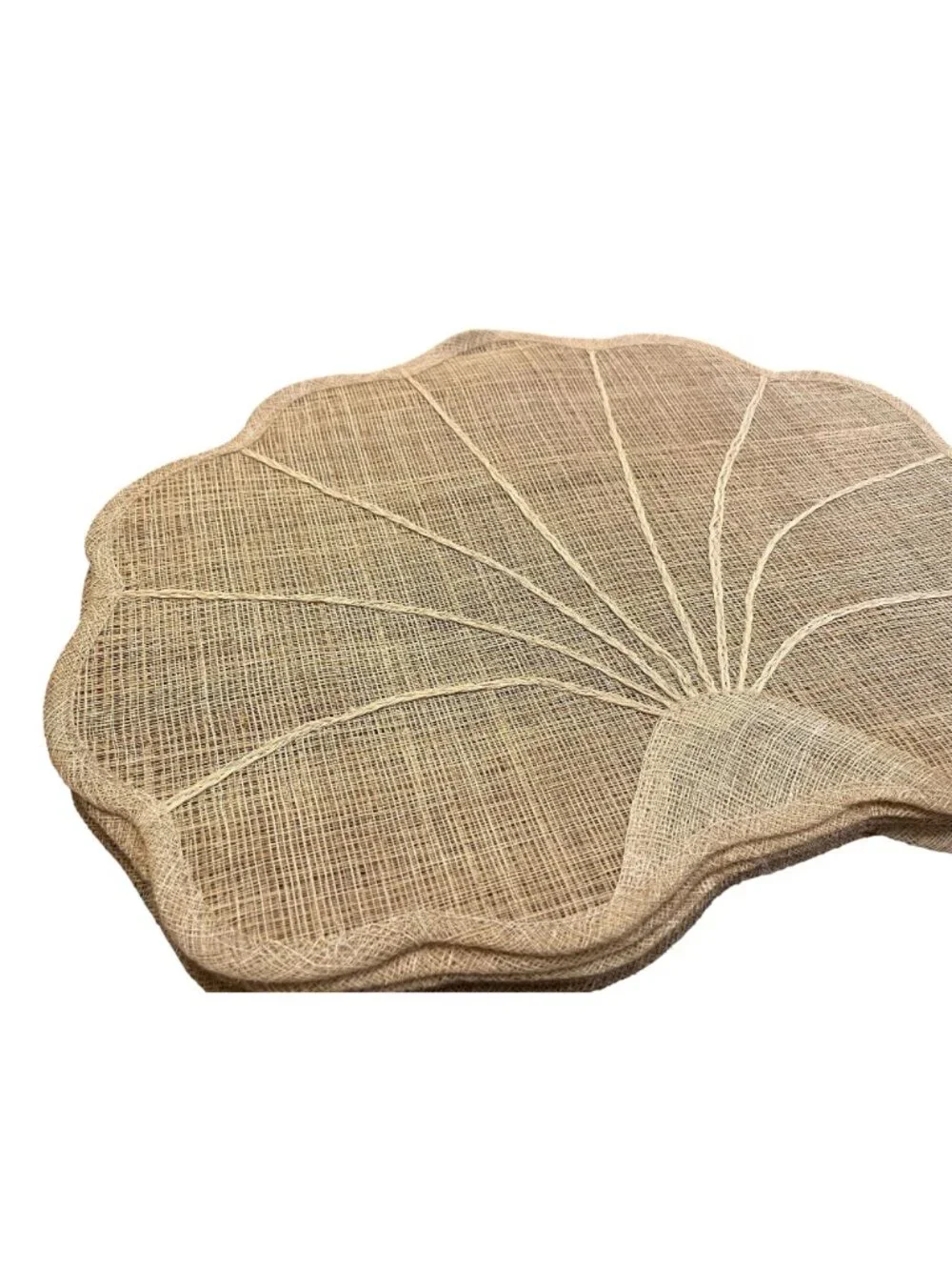 Vintage Woven Fan Shell Place Mats Set of 6 Handmade Philippines